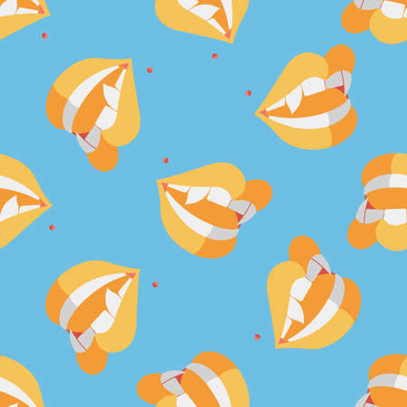 Halloween fangs flat icon,eps10 seamless pattern backgroundのイラスト素材