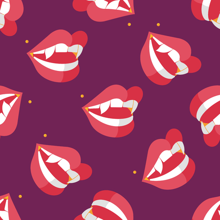Halloween fangs flat icon,eps10 seamless pattern backgroundのイラスト素材