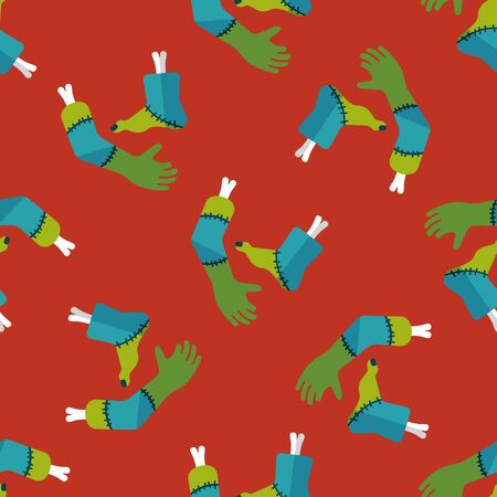 Halloween hand and leg flat icon,eps10 seamless pattern backgroundのイラスト素材