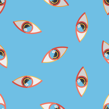 Eye flat icon seamless pattern backgroundのイラスト素材