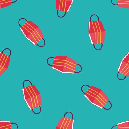 medical mask flat icon seamless pattern backgroundのイラスト素材