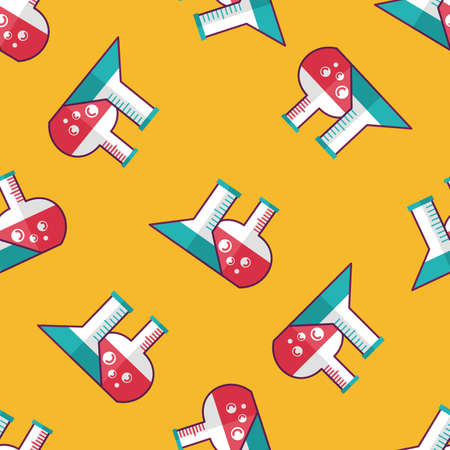 test tube flat icon seamless pattern backgroundのイラスト素材
