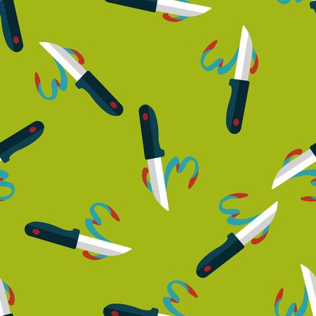 kitchenware fruit knife flat icon,eps10 seamless pattern backgroundのイラスト素材