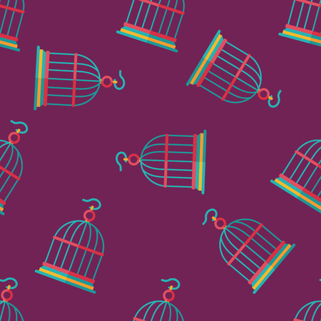 Pet bird cage flat icon, eps10 seamless pattern backgroundのイラスト素材