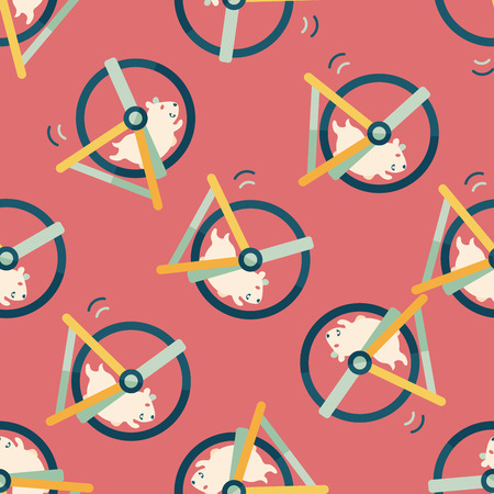 Pet mouse exercise wheel flat icon,eps10 seamless pattern backgroundのイラスト素材