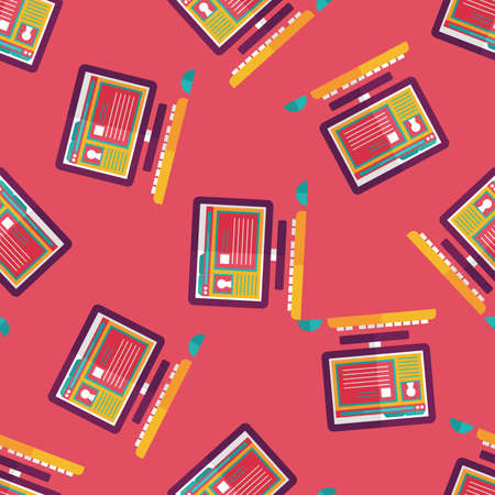 Computer flat icon,eps10 seamless pattern backgroundのイラスト素材