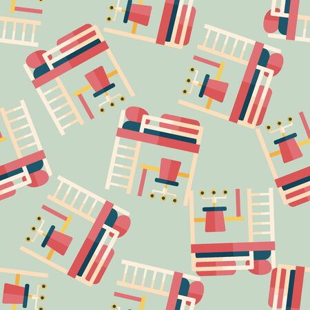 bed and desk flat icon seamless pattern backgroundのイラスト素材