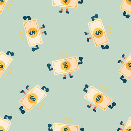 shopping money cash flat icon,eps10 seamless pattern backgroundのイラスト素材