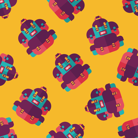 backpack flat icon seamless pattern backgroundのイラスト素材