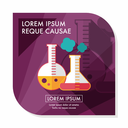 test tube flat icon with long shadowのイラスト素材