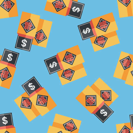Chinese New Year red envelope flat icon,eps10 seamless pattern backgroundのイラスト素材