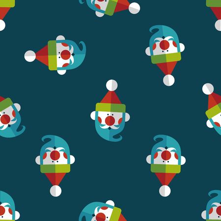 Santa Claus flat icon, eps10 seamless pattern backgroundのイラスト素材