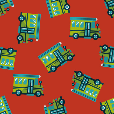 School Bus flat icon,eps10 seamless pattern backgroundのイラスト素材