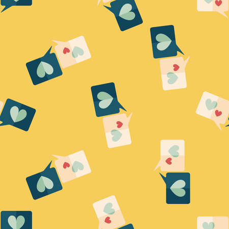 Valentine's Day love message phone flat icon,ep seamless pattern backgroundのイラスト素材
