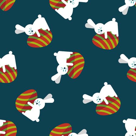 easter bunny flat icon,eps10 seamless pattern backgroundのイラスト素材