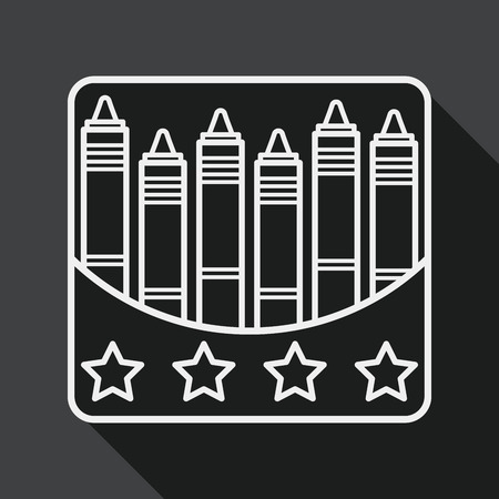 crayons flat icon with long shadow, line iconのイラスト素材