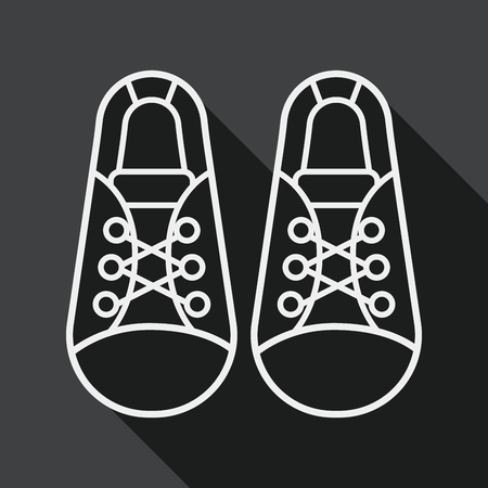 vintage shoes flat icon with long shadow, line iconのイラスト素材