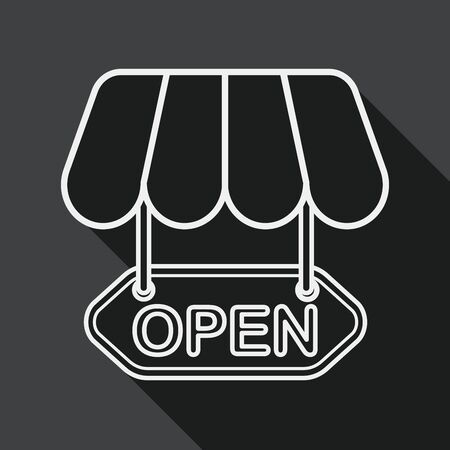 shopping store sign flat icon with long shadow, line iconのイラスト素材