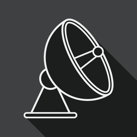Space Satellite flat icon with long shadow, line iconのイラスト素材
