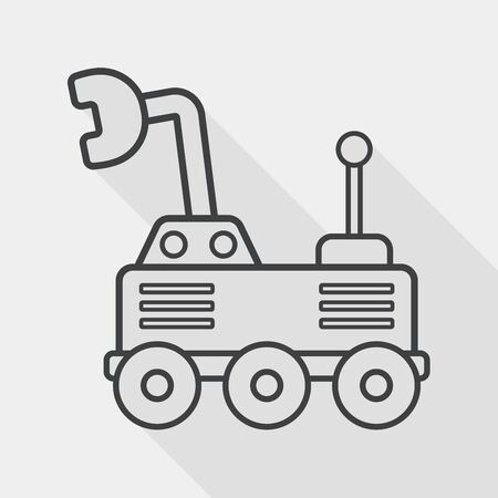 Space flat icon with long shadow, line iconのイラスト素材