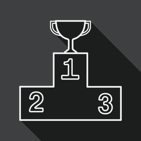 trophy cup flat icon with long shadow, line iconのイラスト素材