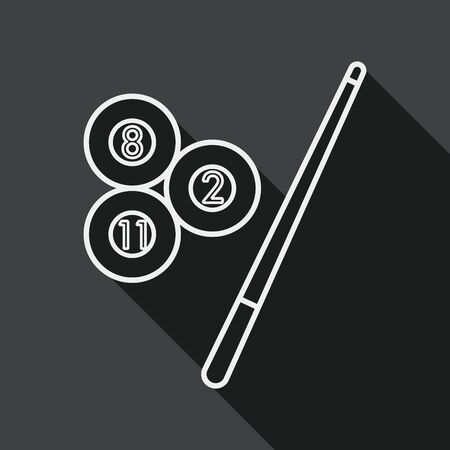 billiards flat icon with long shadow, line iconのイラスト素材