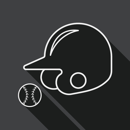 baseball helmet flat icon with long shadow, line iconのイラスト素材
