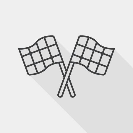 racing flags flat icon with long shadow, line iconのイラスト素材