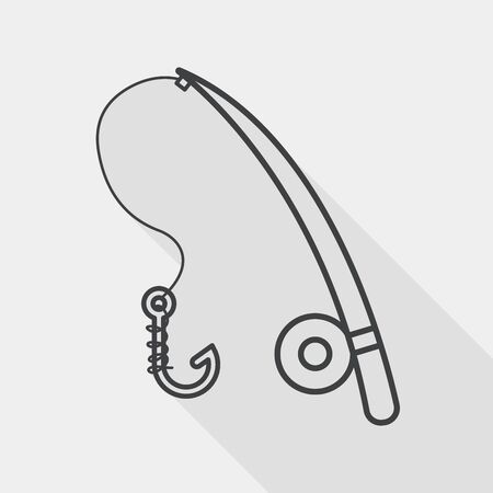 fishing flat icon with long shadow, line iconのイラスト素材