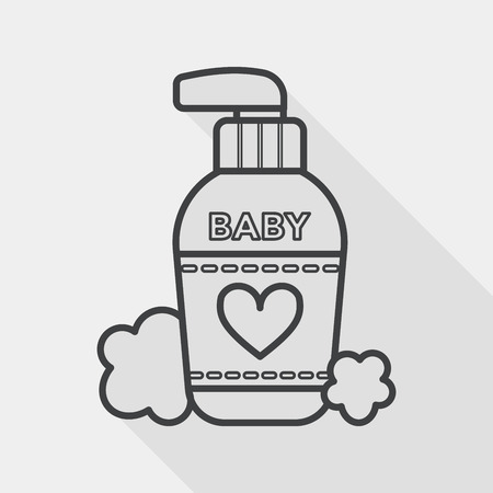 baby cosmetics flat icon with long shadow, line iconのイラスト素材