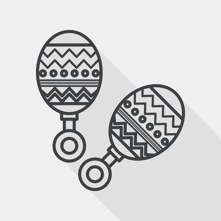 baby rattle flat icon with long shadowのイラスト素材