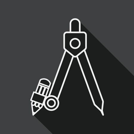 Compass Pencil flat icon with long shadow, line iconのイラスト素材