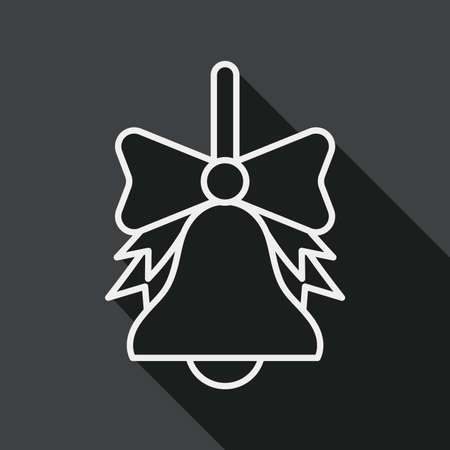 school bell flat icon with long shadow, line iconのイラスト素材