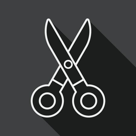 Scissors flat icon with long shadow, line iconのイラスト素材