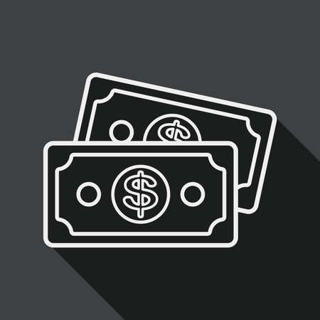 shopping money cash flat icon with long shadow, line iconのイラスト素材