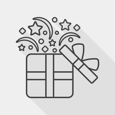 shopping present flat icon with long shadow, line iconのイラスト素材