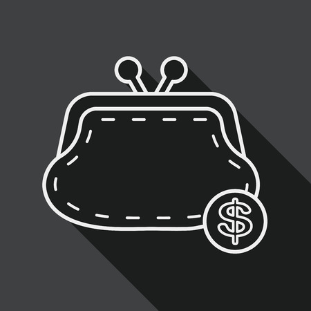 shopping change purse flat icon with long shadow, line iconのイラスト素材