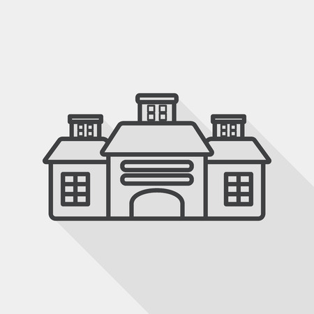 Building flat icon with long shadow, line iconのイラスト素材
