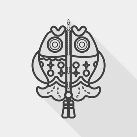 Chinese New Year flat icon with long shadowのイラスト素材