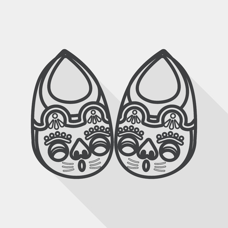 Embroidered shoes flat icon with long shadow , line iconのイラスト素材