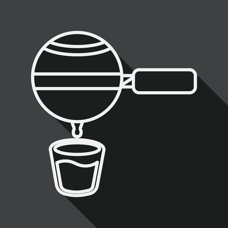 grinding coffee machine flat icon with long shadow, line iconのイラスト素材