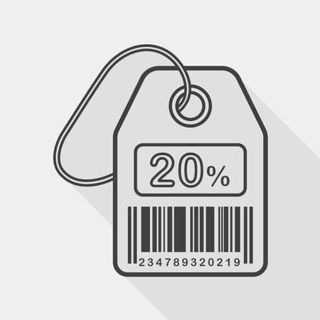 shopping sale price tag flat icon with long shadow, line iconのイラスト素材