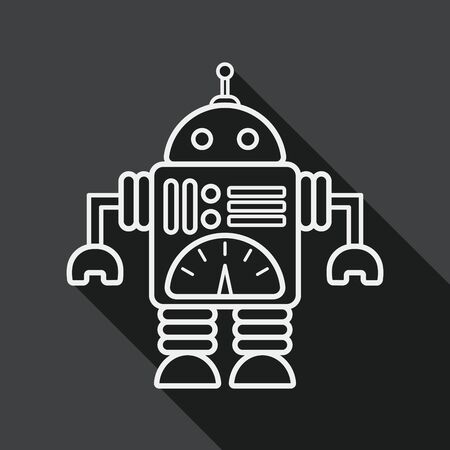 Space robot flat icon with long shadow, line iconのイラスト素材