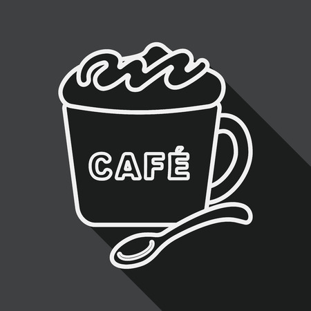 coffee flat icon with long shadow, line iconのイラスト素材