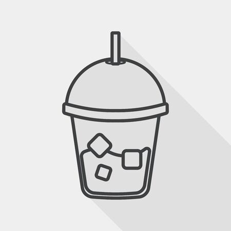 iced drink flat icon with long shadow, line iconのイラスト素材