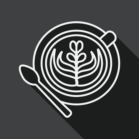coffee latte art flat icon with long shadow, line iconのイラスト素材