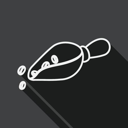 coffee bean flat icon with long shadow, line iconのイラスト素材