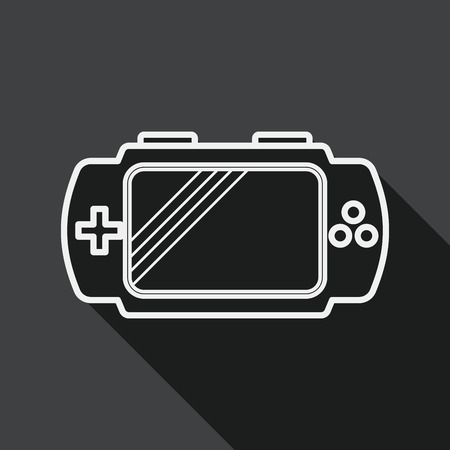 Handheld game consoles flat icon with long shadow, line iconのイラスト素材