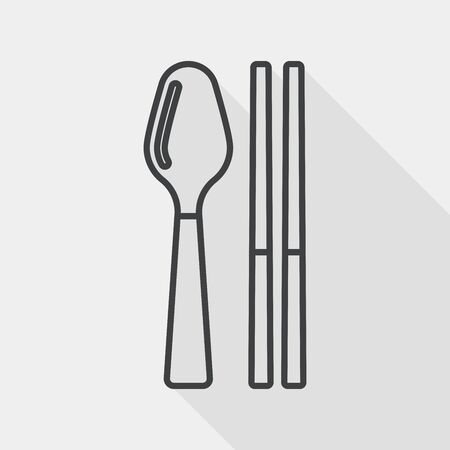 tableware flat icon with long shadow, line iconのイラスト素材
