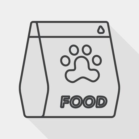 Pet dog food flat icon with long shadow, line iconのイラスト素材
